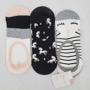 Xhilaration‎ Womens 3 Pack Unicorn Heel Grip Liner No Show Socks One Size New
